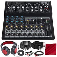 Mackie Mix Series Mix12FX 12-Channel Compact Mixer and Deluxe Bundle with Closed-Back Headphones + XLR Cable + 1/4" Cable + More