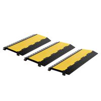 FCOME 3 Pack Rubber Cable Ramp Hose Cable Protector Ramp 5 Channel 22000Lbs Load Capacity Traffic Speed Bump Wires Power Lines Extension Cord Cover for Indoor Outdoor