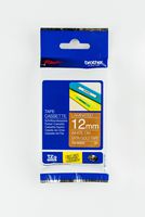 Brother Tape, White on Satin Gold (TZMQ835)