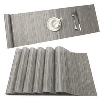 U'Artlines Placemat with Compatible Table Runner, Crossweave Insulation Placemat Washable Table Mats Set(6pcs placemats+Table Runner, B Silver)