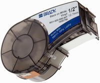 Brady M21-500-580-WT 21' Length, 0.5" Width, B-580 Permanent Vinyl, Black On White Color, BMP 21 Mobile Printer ID PAL And LABPAL Printer Label