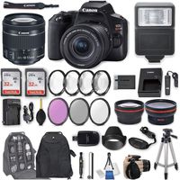 Canon EOS Rebel SL3 DSLR Camera with EF-S 18-55mm f/4-5.6 is STM Lens + 2Pcs 32GB Sandisk SD Memory + Digital Flash + Filter & Macro Kits + Backpack + 50" Tripod + More