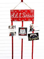 Christmas Card Holder - Let it Snow (Red Ribbons)