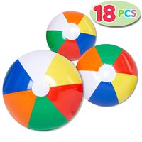 JOYIN Rainbow Beach Balls (18 Pack), Combo Set Include 18 Inflatable Beach Balls in 20" (6), 16" (6) and 12" (6)