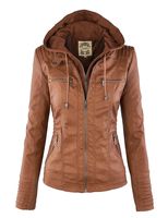 Lock and Love LL WJC663 Womens Removable Hoodie Motorcyle Jacket XL Camel