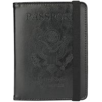 GDTK RFID Blocking Leather Passport Holder Cover Case Travel Wallet Elastic Strap (Black)