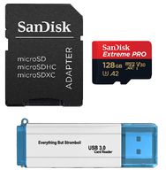 128GB Micro SDXC SanDisk Extreme Pro 4K Memory Card works with DJI Mavic 2, Pro, Zoom, Spark, Phantom 4, Quadcopter 4K UHD Video Drone V30 (SDSQXCY-128G-GN6MA) Everything But Stromboli 3.0 Card Reader