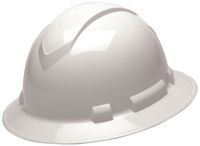 Pyramex Ridgeline Full Brim Hard Hat, 4-Point Ratchet Suspension, White