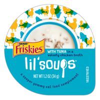 Purina Friskies Natural, Grain Free Wet Cat Food Complement, Lil' Soups With Tuna in Chicken Broth - (8) 1.2 oz. Cups
