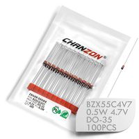 (Pack of 100 Pieces) Chanzon BZX55C4V7 (1N5230B) Zener Diode 0.5W 4.7V DO-35 (DO-204AH) Axial Diodes 0.5 Watt 4.7 Volt