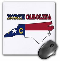 3dRose LLC 8 x 8 x 0.25 Inches Mouse Pad, North Carolina State Flag in The Outline Map and Letters for North Carolina (mp_58753_1)