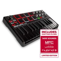 Akai Professional MPK Mini MKII LE Black | Black, Limited Edition 25 Key Portable USB MIDI Keyboard With 8 Backlit Performance Ready Pads, 8 Assignable Q Link Knobs & A 4 Way Thumbstick
