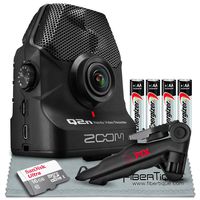 Zoom Q2n Handy Video Recorder Bundle with Tripod + 16 GB SD Card + AA Batteries + Fibertique Cleaning Cloth
