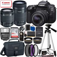 Canon EOS 90D DSLR Camera with 18-55mm is STM (3616C009), 55-250mm is STM Lenses & 15PC Professional Accessory Bundle - Includes: SanDisk Ultra 64GB SDXC Memory Card + Carrying Case + More