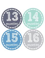 Baby Monthly Stickers - Monthly Milestone Stickers - Baby Month Stickers for Boy - Style 115 (Months 13-24)