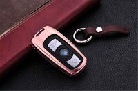 M.JVisun Key Covers For Car Keys BMW Smart Key, Key Fob Cover Fits For BMW 3 Series 5 Series 6 Series BMW M3 M5 BMW X1 X5 X6 BMW Z4, Aircraft Aluminum Key Fob Case Protector for Men & Women - RoseGold