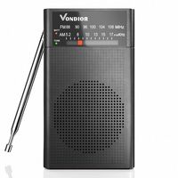 AM FM Radio - Best Reception and Longest Lasting. AM FM Battery Operated Portable Pocket Player Operated by 2 AA Battery, Mono Headphone Socket, by Vondior (Black)