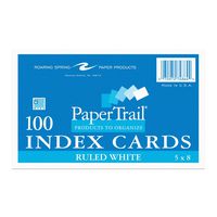Roaring Spring Index Cards, 5" x 8", White, Lined, 100/pack