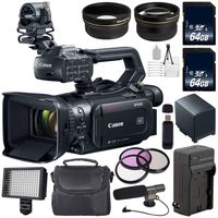 Canon XF405 Camcorder 2212C002 + 64GB Memory Card + BP-820 Replacement Lithium Ion Battery + 58mm 3 Piece Filter Kit + Condenser Mic Bundle