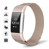 TOMALL Metal Bands Compatible for Fitbit Charge 2,Stainless Steel Metal Replacement Wristband for Women Men (Small, Champagne Gold)