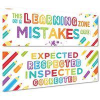 Sproutbrite Classroom Banner/Posters for Decorations - Learning Zone - Educational, Motivational & Inspirational Growth Mindset for Teacher, Students - 2 Poster Pack
