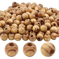 Natural Wooden Beads, 200 Pieces 12mm Diameter Round Loose Spacer Beads Large Hole (4.5mm) Wooden Craft Beads with Beautiful Grain for DIY Handmade Decorations