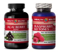 antioxidant berry powder - ACAI BERRY EXTRACT - RASPBERRY KETONES - raspberry ketone cla - 2 Bottles Combo 120 Capsules