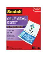 Scotch Self-Sealing Laminating Pouches, 25 Sheets, 9.0 in x 11.5 in, Gloss Finish Letter Size (LS854-25G-WM)