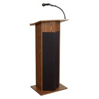 Oklahoma Sound 111PLS-MO Power Plus Floor Sound Lectern, 22" Width x 46" Height x 17" Depth, Medium Oak