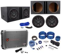 2) Kicker 43CVR124 COMPVR 1600W 12" Subwoofers+Vented Box+Mono Amplifier+Amp Kit