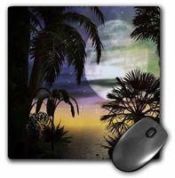 3dRose LLC 8 x 8 x 0.25 Inches Mouse Pad, Tropical Beach at Full Moon (mp_108176_1)