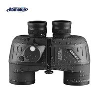 Aomekie 10x50 Binoculars for Adults Marine Military Binoculars Waterproof with Rangefinder Compass BAK4 Prism FMC Lens for Birdwatching Hunting Boating (Black)