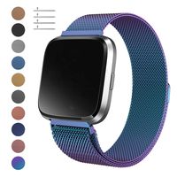 Meikeio Metal Replacement Bands Compatible for Fitbit Versa/Versa Lite Edition/Versa 2, Stainless Steel Metal Bracelet(Colorful,Small)