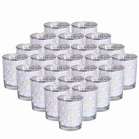 24-Pack Sliver Votive Candle Holders Bulk, Speckled Mercury Tealight Candle Holders Perfect Centerpieces for Home Table , Wedding Prom, Party - 2.67" (H)