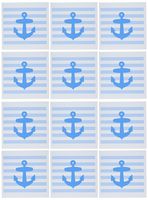 3dRose Nautical anchor with patel baby blue sailor stripes pattern - French Breton Stripe - Greeting Cards, 6 x 6 inches, set of 12 (gc_57472_2)