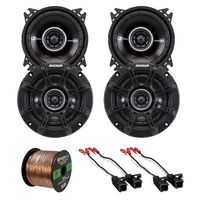 Kicker Car Speaker Set Combo of 4X 41DSC44 4" 2-Way Black Car Audio Stereo Coaxial Speakers, Metra 72-4568 Speaker Wire Harness for Select GM Vehicles, Enrock Audio 14 AWG Gauge 50 Feet Speaker Wire