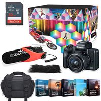 Canon EOS M50 Mirrorless Digital Camera Professional Photo & Video Editing Software Vlogging Kit with 15-45mm Lens (Black)