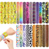 YIQIHAI 100pcs Bulk Slap Bracelets with Different Print Design Retro Slap Bands for Party Favors