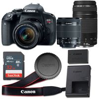 Canon EOS Rebel T7i 24.2 MP CMOS Digital SLR Camera with 3.0-Inch LCD with EF-S 18-55mm f/4-5.6 IS STM Lens and EF 75-300mm f/4-5.6 III Lens - Wi-Fi Enabled (Renewed)
