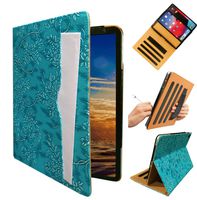 ipad 7th Generation case 10.2, ipad Handle Hand Strap Stand Folio Case with Sleep/Wake Function for iPad 10.2 Inch 2019 Released (Blue Flower)