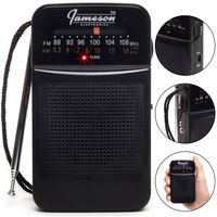 AM // FM Portable Pocket Radio with Best Reception - Small Battery Operated Transistor, Built-in Speaker, 3.5mm Headphone Jack - Powered by AA Batteries (Black)