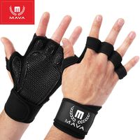 Mava Sports Ventilated Workout Gloves with Integrated Wrist Wraps Support and Full Palm Silicone Padding. Perfect for Weight Lifting, Powerlifting, Pull Ups, WOD and Cross Training for Men and Women