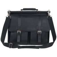 Kenneth Cole Reaction Colombian Leather Dual Compartment Flapover 15" Laptop Dowelrod Business Portfolio, Black