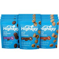 HighKey Keto Food Low Carb Snack Cookies Variety Pack - Chocolate Chip, Brownie Bites & Snickerdoodle - 9 Pack - Gluten Free & No Sugar Added, Diabetic, Paleo, Dessert Sweets and Diet Foods