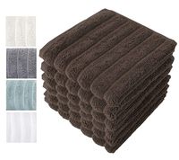 Classic Turkish Towels Luxury Ribbed Washcloths - Soft Thick Jacquard Woven 6 Piece Bath Set Made with 100% Turkish Cotton (Chocolate, 13x13 Washcloths)