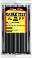 Pro Tie B18HD250 18-Inch Heavy Duty Standard Cable Tie, UV Black Nylon, 250-Pack