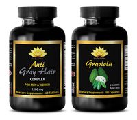 Immune Support Tablets - Anti Gray Hair - GRAVIOLA Complex - graviola Pills Organic - Combo - 2 Bottles