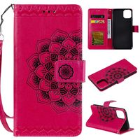 Cfrau Wallet Case with Black Stylus for iPhone 11 Pro Max 6.5" 2019,Retro 3D Henna Mandala Floral Embossed Magnetic Strap Flip PU Leather Card Slots Stand Case for iPhone 11 Pro Max 6.5" 2019,Hot Pink