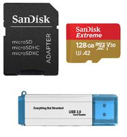 SanDisk 128GB Memory Card Extreme Works with Gopro Hero 7 Black, Silver, Hero7 White UHS-1 U3 A2 Micro SDXC with Everything But Stromboli 3.0 Micro/SD Card Reader