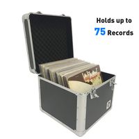 Classic Acts Vinyl Record Album Storage Case - Aluminum Lp Record Player Crates for Records (Holds 75 Records)